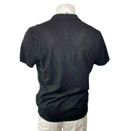 Zara Men's Black Collared Button Short Sleeve Golf Knit Polo Shirt Top Size L
