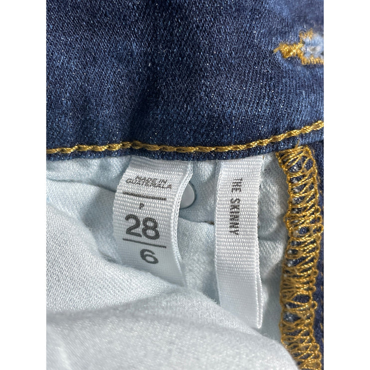 Ann Taylor LOFT Women's Blue Dark Wash Y2k Cropped Skinny Denim Jeans Size 6P