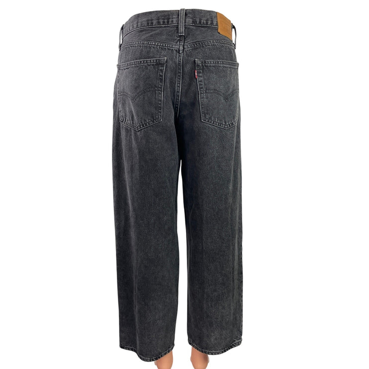 Levi's Baggy Dad Women's Black High Waisted Wide Leg Ankle Denim Jeans Pants 28