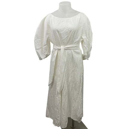 Mara Hoffman Women's White Puff Long Sleeve Belted Maxi Flared A-Line Dress XL