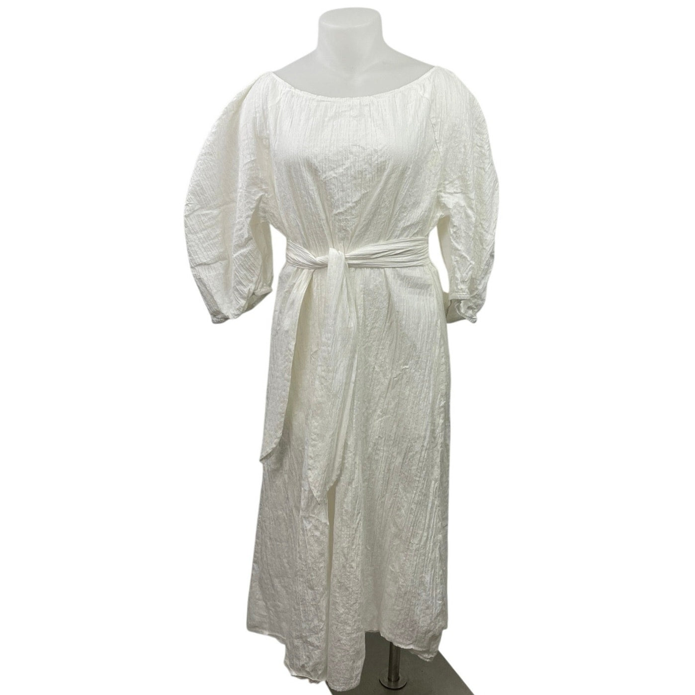 Mara Hoffman Women's White Puff Long Sleeve Belted Maxi Flared A-Line – Brie