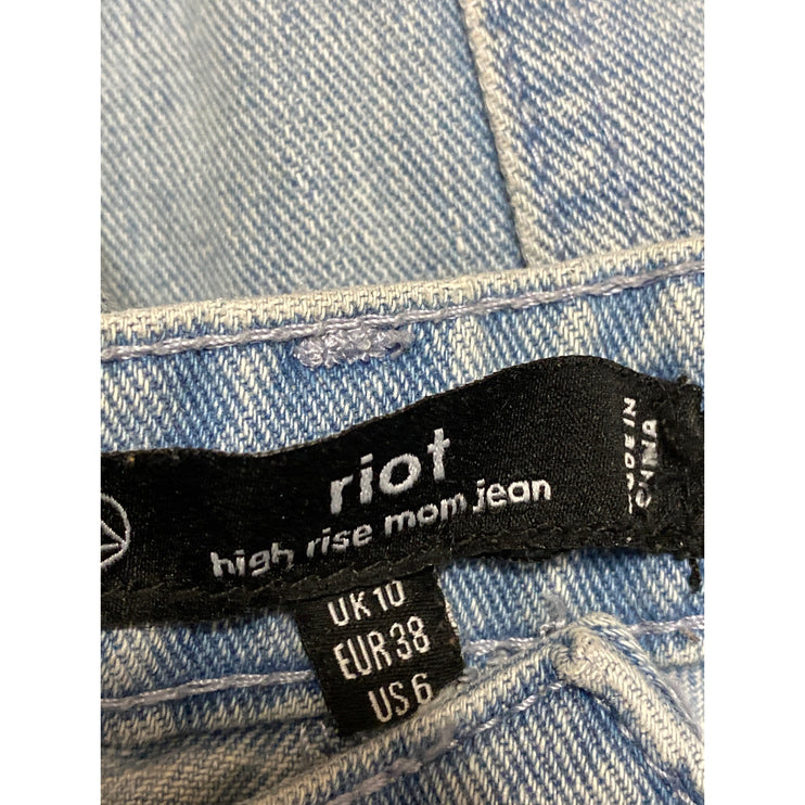 Riot Women's Blue Light Wash High Waisted Straight Tapered Denim Jeans Pants 6
