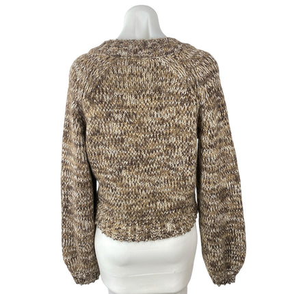 Z Supply Este Women's Brown Long Sleeve Button Down Crop Cardigan Sweater Top S