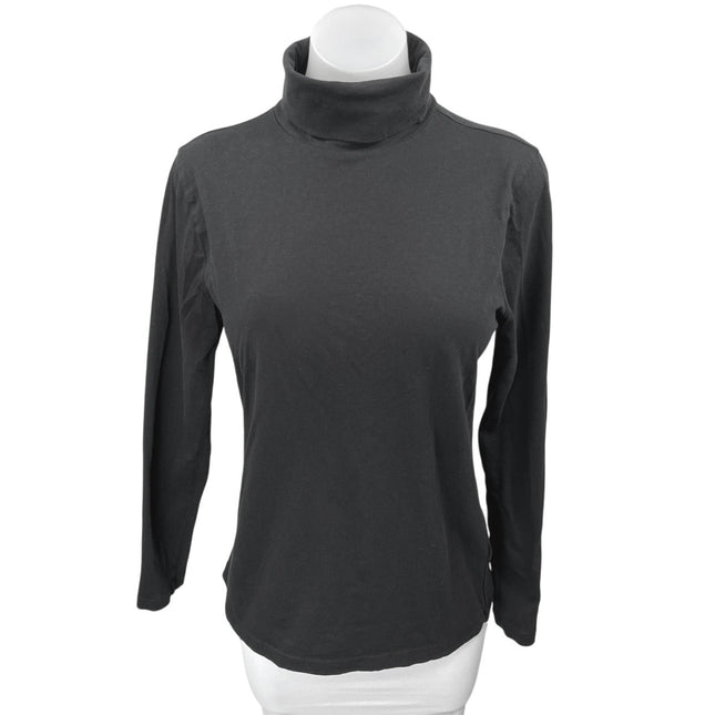 J.Crew Women's Black Turtleneck Foldover Long Sleeve Pullover Sweater Top Sz L