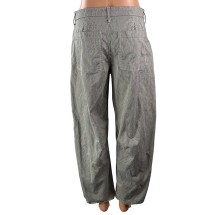 GAP Women's Black White High Rise Striped Relaxed Fit Utility Trouser Pants 26