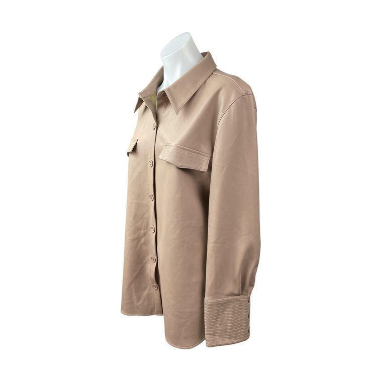 BB Dakota X Steve Madden Faux Vegan Leather Button Down Shacket Coat Jacket Sz M