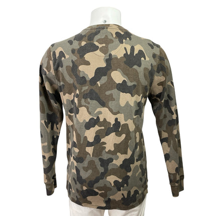 Buckhorn River Mens Green Camo Camouflage  Long Sleeve Henley Sweater Top Size M