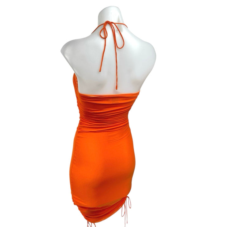 Princess Polly Orange Sleeveless Halter Ruched Cami Camisole Mini Tank Dress 2