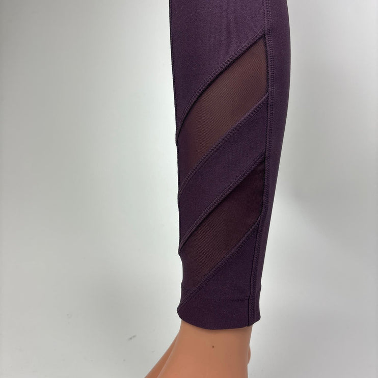 Mondetta Purple Mesh Pockets High Rise Ankle Skinny Pull On Yoga Leggings Size S