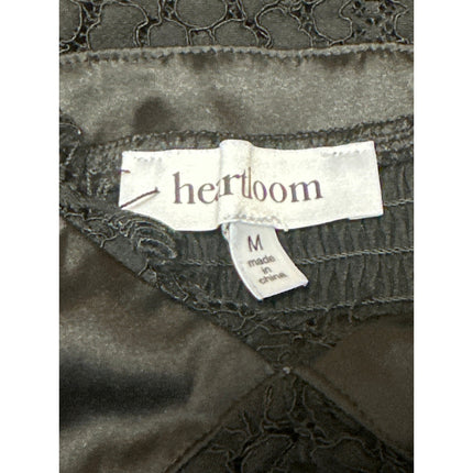 Heartloom Women's Black Satin Lace Sleeveless Cami Camisole Slip Tank Top Size M
