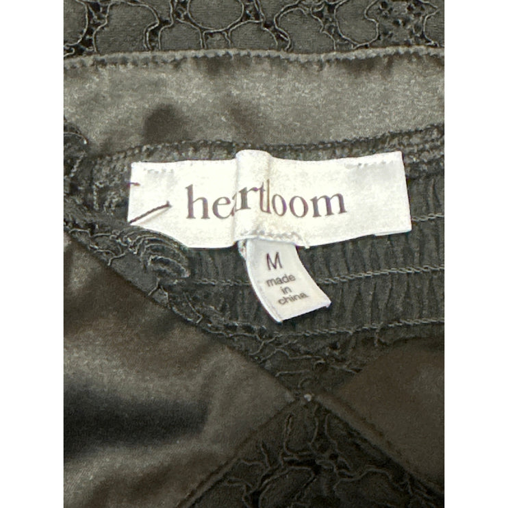 Heartloom Women's Black Satin Lace Sleeveless Cami Camisole Slip Tank Top Size M