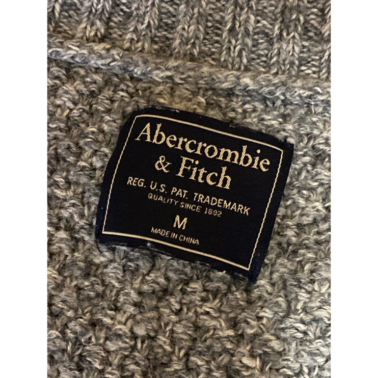 Abercrombie & Fitch Womens Gray Cable Knit V-neck Long Sleeve Crop Sweater Top M