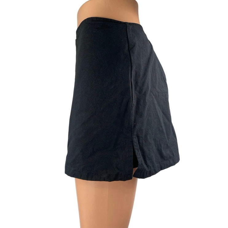 Princess Polly Women's Black High Waisted Back Zip Slit Mini A Line Skirt Size 8