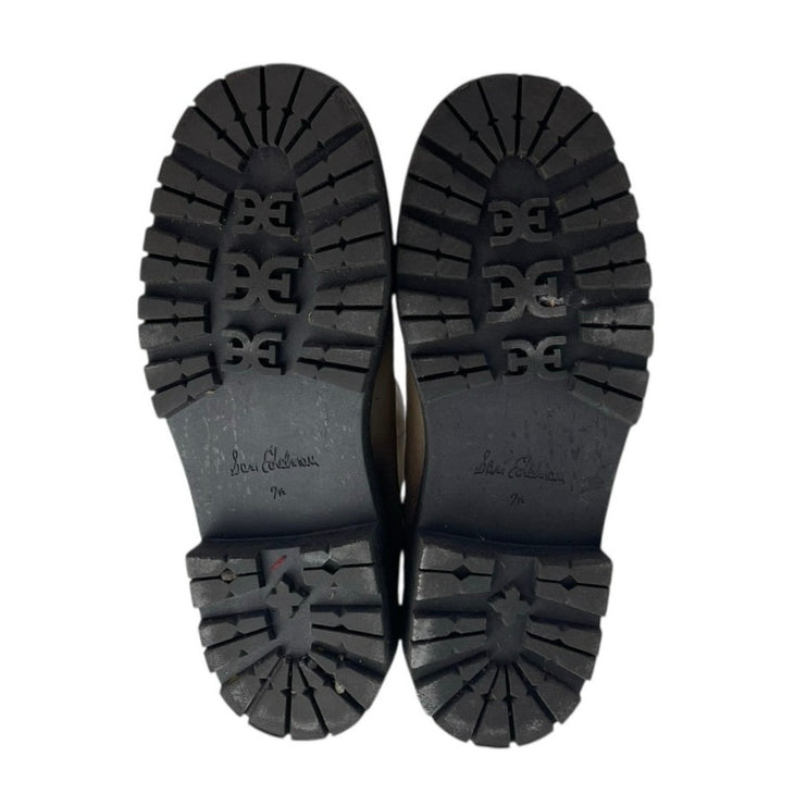 Sam Edelman Wellington Beige Tan Round Toe Slip On Mid Calf Chelsea Boots Sz 7.5