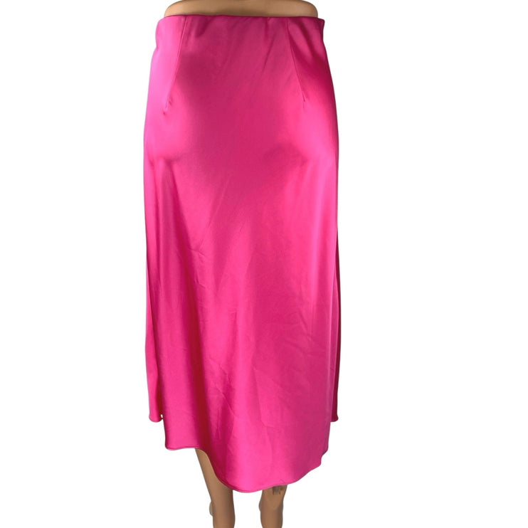 The Drop Women's Pink Silky Satin Mid Straight A-line Flared Slip Skirt Size XS