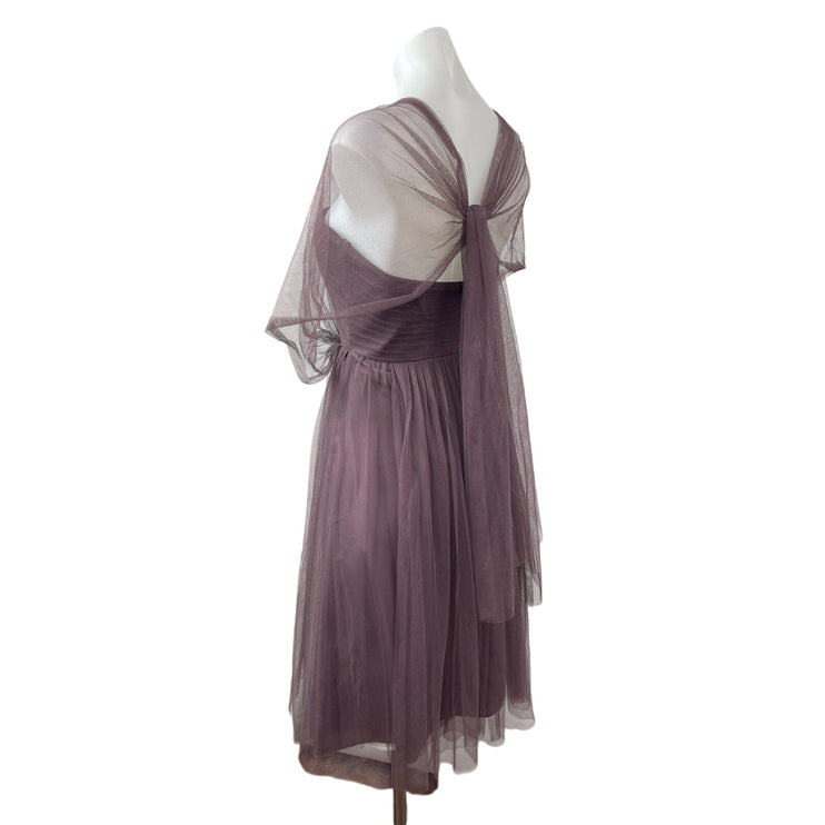 Jenny Yoo Mesh Sheer Tulle Cape Sleeve Convertible Mini Cocktail A-Line Dress 8