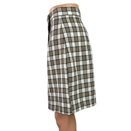 Maggie Lawrence Plaid Check High Rise Mini Flare A-Line Wrap Skort Skirt Size 10