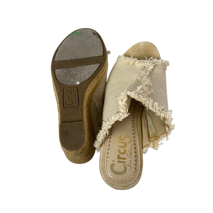 Circus by Sam Edelman Baker Frayed Open Toe Wedge Heels Espadrille Sandals Sz 6