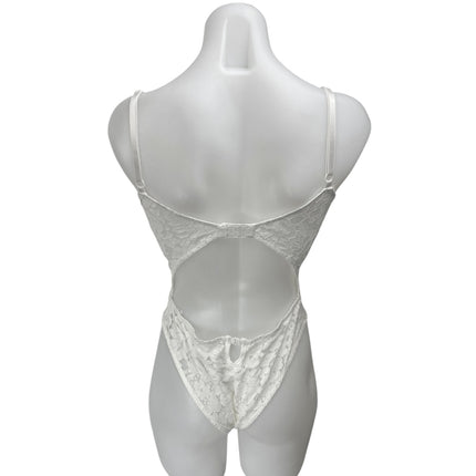 Fashion Nova White Floral Lace Sleeveless Corset Bustier Teddy Bodysuit Top XS