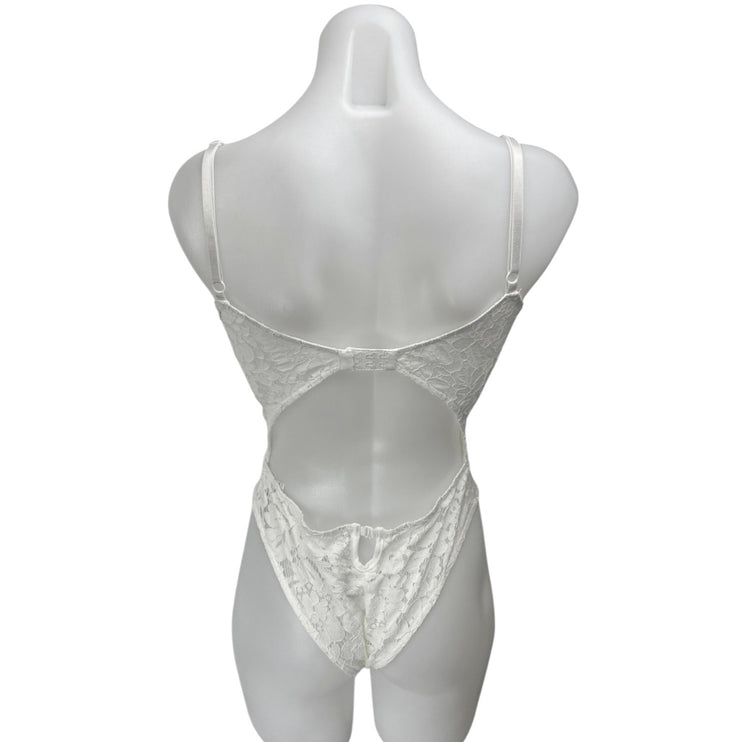Fashion Nova White Floral Lace Sleeveless Corset Bustier Teddy Bodysuit Top XS