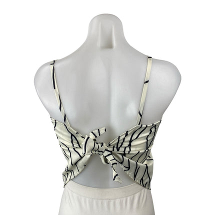 Commense Women's White Black Abstract Sleeveless Longline Cami Crop Top Size XS