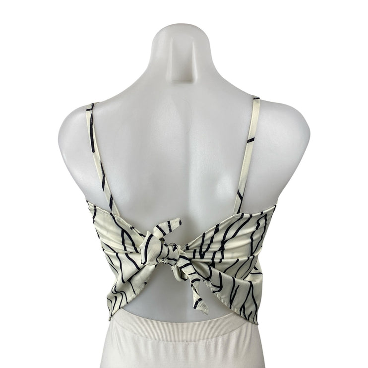Commense Women's White Black Abstract Sleeveless Longline Cami Crop Top Size XS