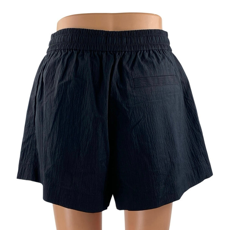 NEW Everlane The Seersucker Women's Black High Waisted Boxer Athletic Shorts S