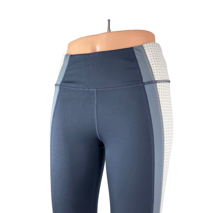 Athleta Women's Blue Colorblock Mid Rise Yoga Workout Athletic Leggings Pants S