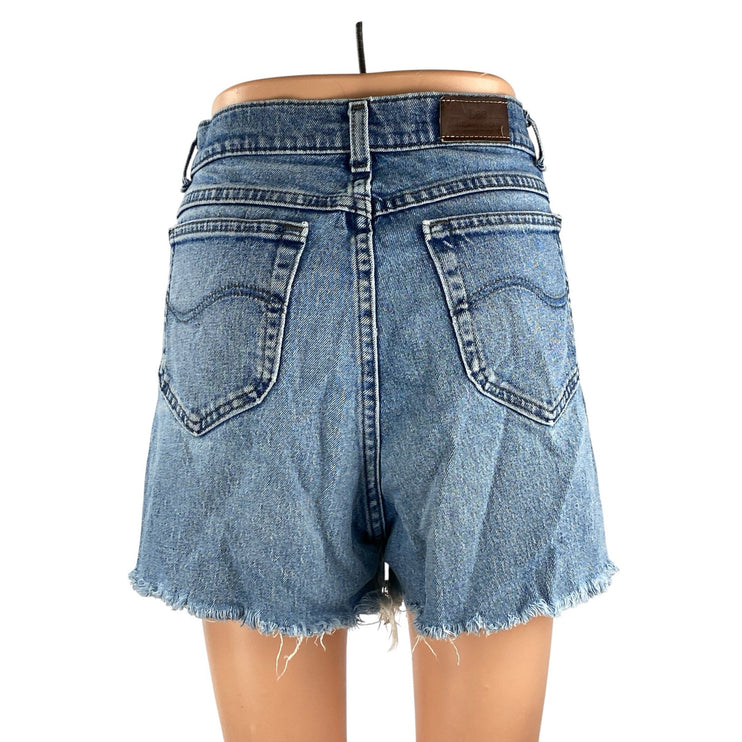 Lee Women's High Rise Ripped Distressed Raw Frayed Hem Cutoff Denim Shorts Sz 30