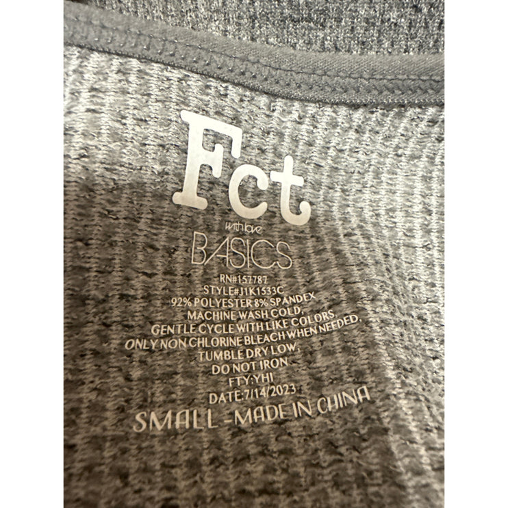 FCT with Love Gray Ribbed Knit Long Sleeve Square Neck One Piece Jumpsuit Size S