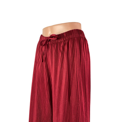 Jon & Anna Women's Red Pleated Plisse High Rise Tie Wide Leg Trousers Pants Sz L