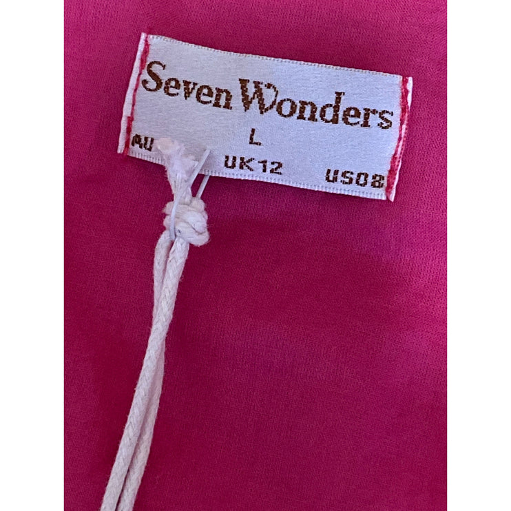 NEW Seven Wonders Pink Sleeveless Deep V Neck Ruched Tank Blouse Top Size L