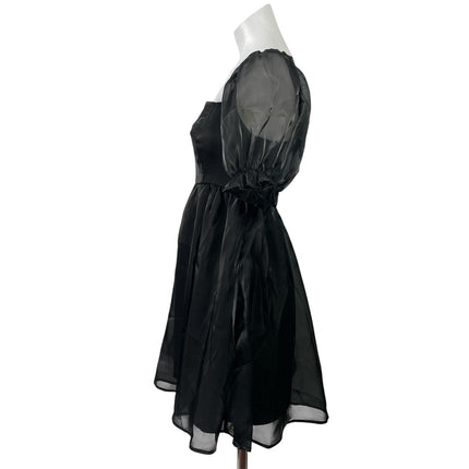 Thirty Thirty Black Short Puff Sleeve Babydoll Fit & Flare Mini Dress Size M