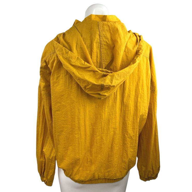 Zara Yellow Zip Up High Neck Pockets Hooded Hoodie Windbreaker Anorak Jacket M