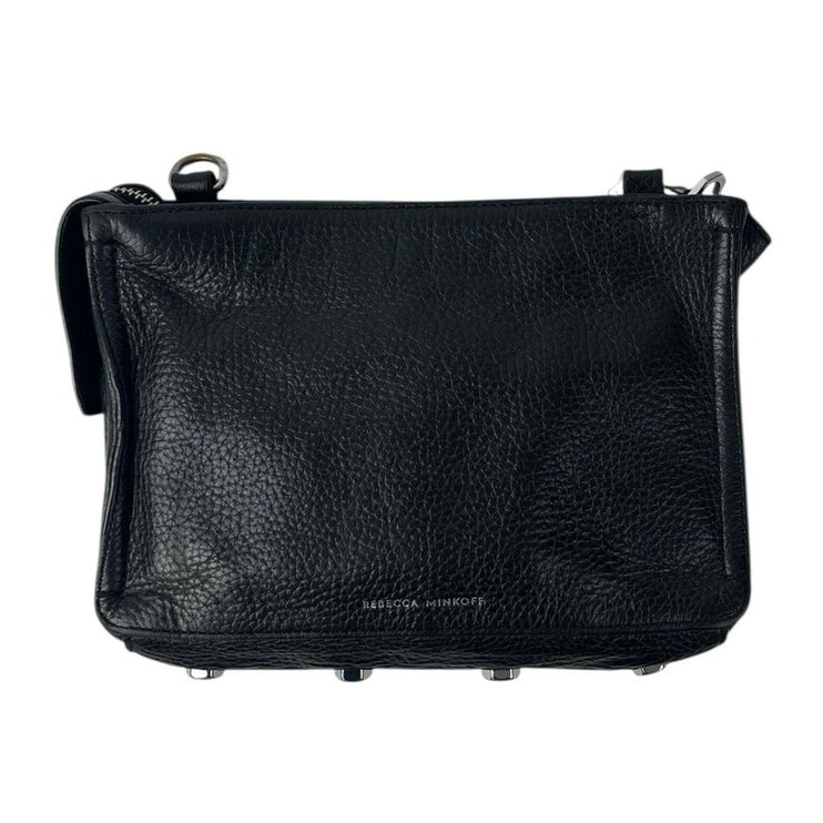 Rebecca Minkoff Darren Black Pebbled Leather Zip Purse Handbag Crossbody Bag OS