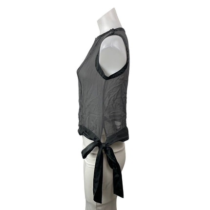 Banana Republic Women's Gray Sleeveless Pleated Side Tie Wrap Blouse Tank Top S