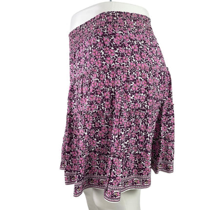 Max Studio Women's Purple Floral Smocked Mini Tiered Flared A-Line Skirt Size XL