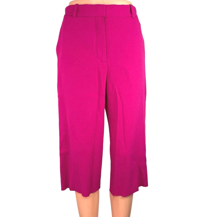 Aritzia Babaton Pink High Rise Raw Hem Straight Leg Capri Culottes Pants Size 2