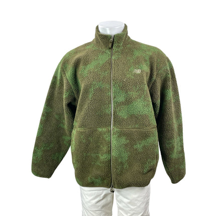 New Balance High Pile Men's Green Woodland Camo Printed Fleece Sweater Jacket M