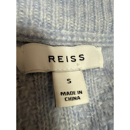 Reiss Women's Blue Wool Long Sleeve Ribbed Knit Crew Neck Sweater Top Size S