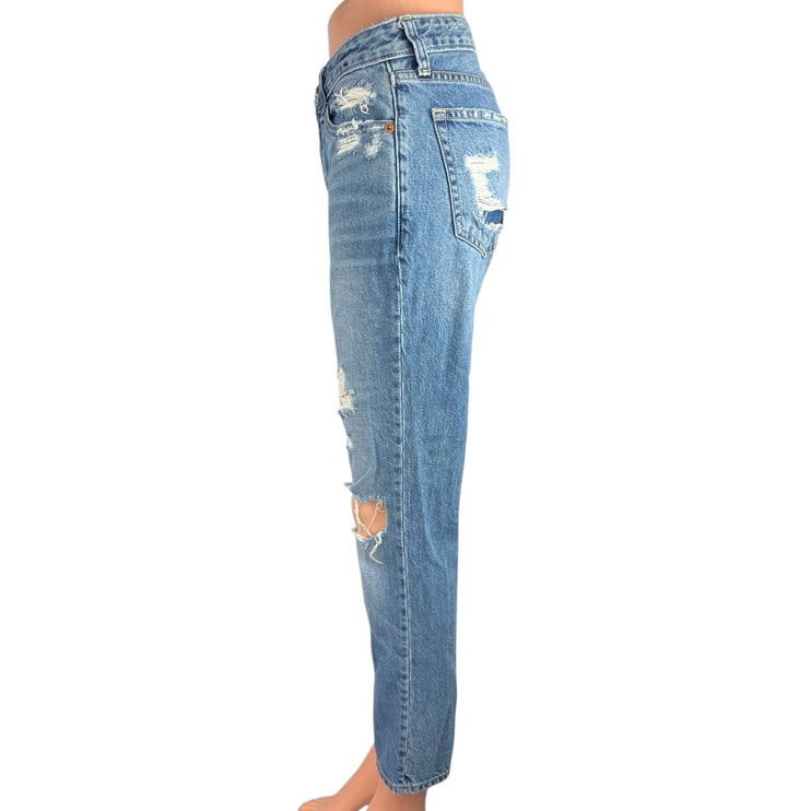 Abercrombie & Fitch Ames Low Rise Distressed Skinny Slim Boyfriend Denim Jeans 0