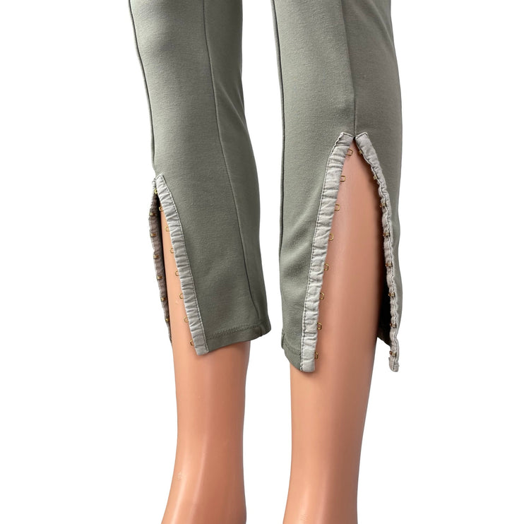 MNG Mango Women's Green Slit High Rise Cropped Skinny Trousers Pants Size M
