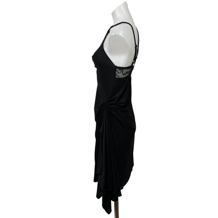 Coperni Women's Black Sleeveless Asymmetric Halter Lace Cutout Mini Dress Sz S