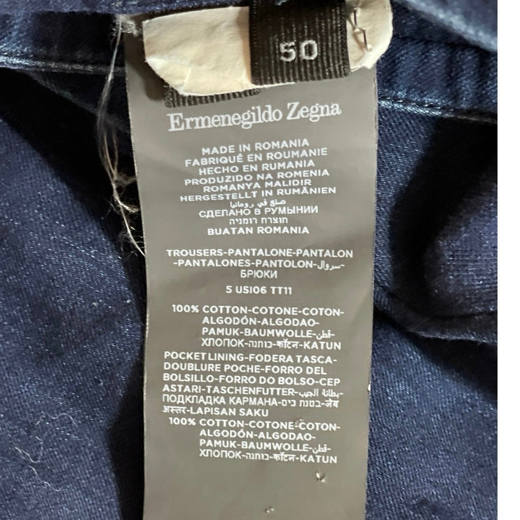 Ermenegildo Zegna Men's Navy Blue Cotton Tapered Denim Trousers Pants Size 50