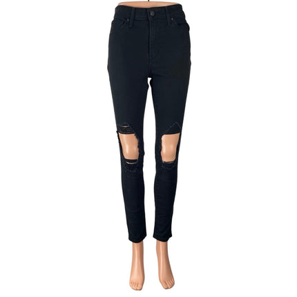 Levi's 721 High Rise Skinny Women's Black Distressed Ankle Denim Jeans Size 26