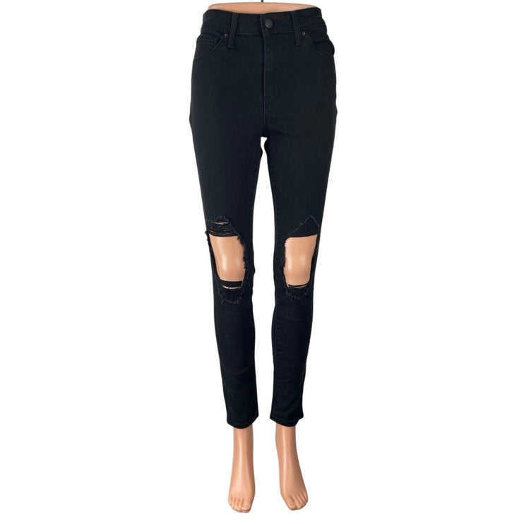 Levi's 721 High Rise Skinny Women's Black Distressed Ankle Denim Jeans Size 26