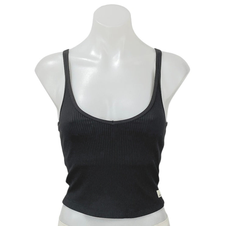 Vuori Women's Black Strappy Ribbed Knit Scoop Neck Tank Yoga Crop Top Size XS