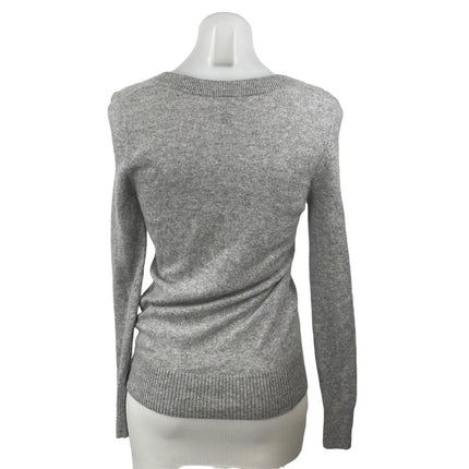 Aqua Women's Gray 100% Cashmere Long Sleeve V Neck Knit Sweater Top Size XS