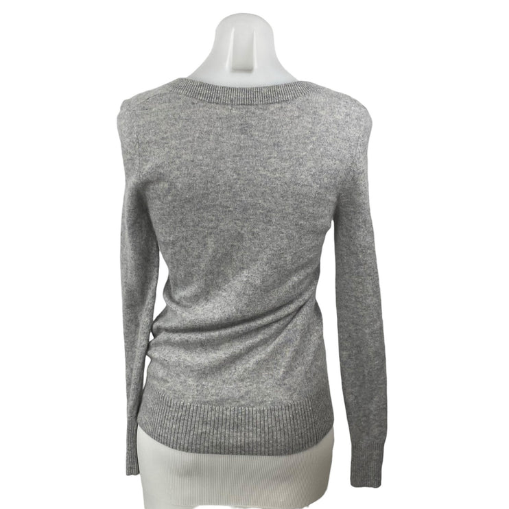 Aqua Women's Gray 100% Cashmere Long Sleeve V Neck Knit Sweater Top Size XS