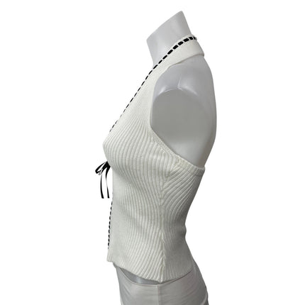 With Jean Gigi REVOLVE Women's White Sleeveless Ribbed Knit Halter Top Size XS
